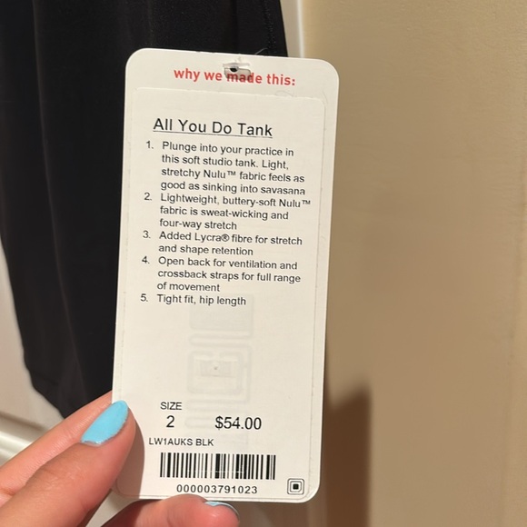 NWT SIZE 2 lululemon all you do tank - Picture 2 of 5